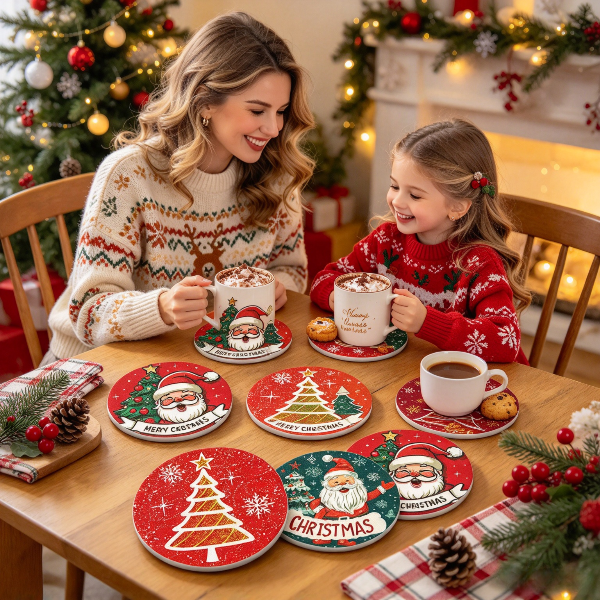 Santa & Christmas Tree Silicone Coaster