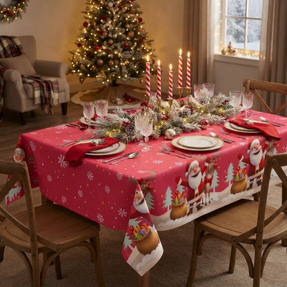 Christmas Santa& Reindeer Waterproof Tablecloth