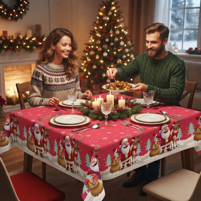 Christmas Santa& Reindeer Waterproof Tablecloth