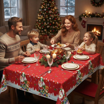 Christmas tree with Santa Waterproof Tablecloth