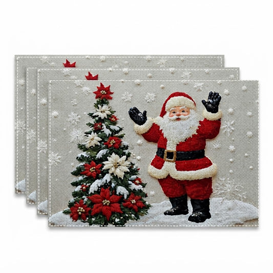 Christmas Tree & Santa Print Placemat Set