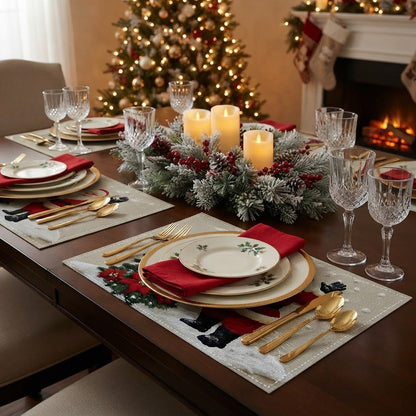 Christmas Tree & Santa Print Placemat Set