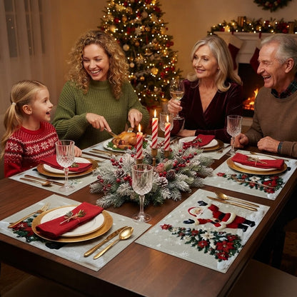 Christmas Tree & Santa Print Placemat Set