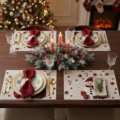 Christmas Snowman & Tree Placemat Set