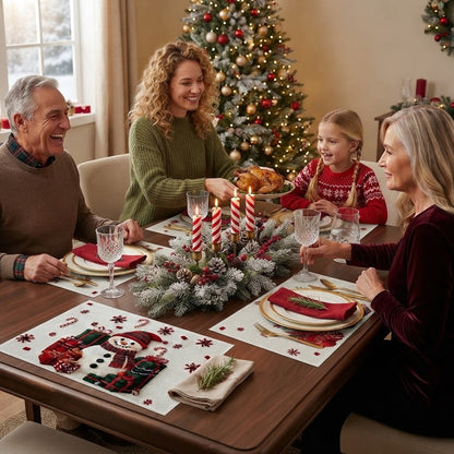 Christmas Snowman & Tree Placemat Set