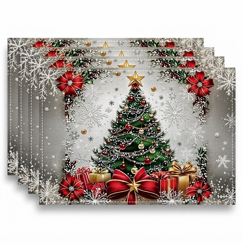 4pcs Christmas Tree Placemat Set