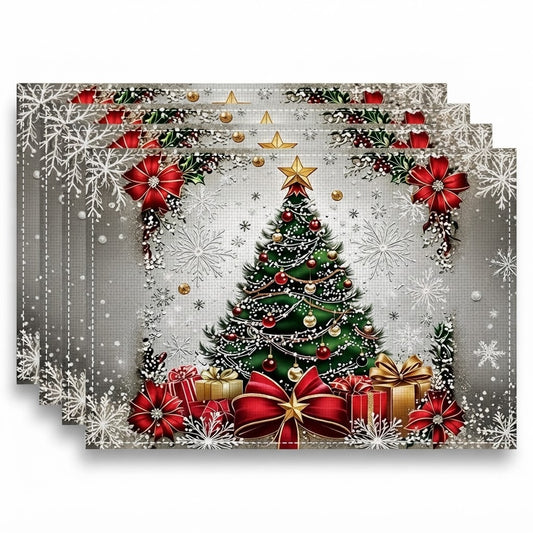 4pcs Christmas Tree Placemat Set
