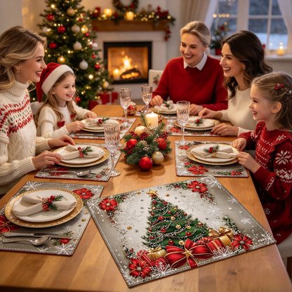 4pcs Christmas Tree Placemat Set