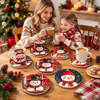 6pcs/set Christmas Snowman Silicone Coaster